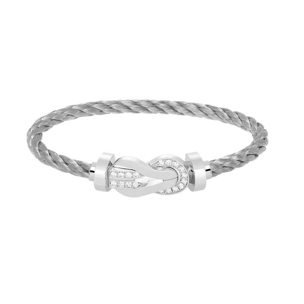 [BloomBling]CHANCE LARGE 8 FIGURE BUCKLE HALF DIAMOND BRACELET SILVER