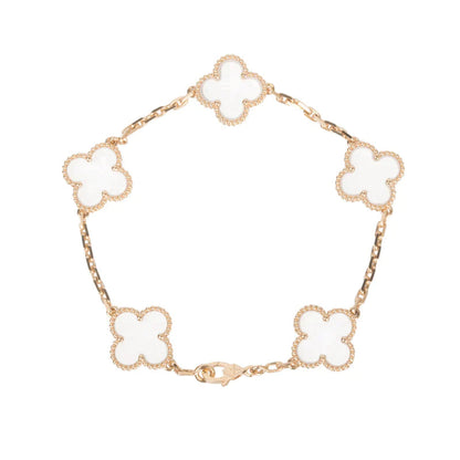 [BloomBling]CLOVER 5 MOTIF ROCK CRYSTAL PINK GOLD BRACELET