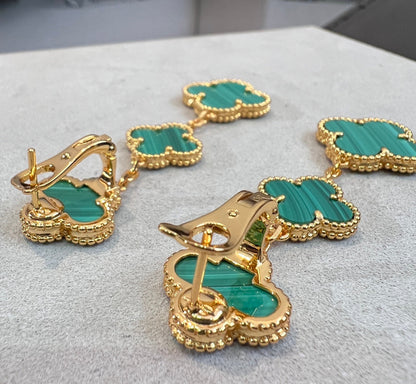 [BloomBling]CLOVER MALACHITE 3 MOTIFS GOLD