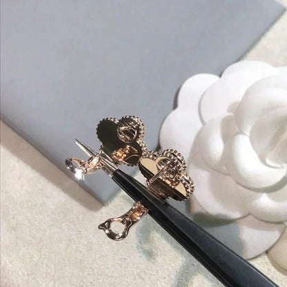 [BloomBling]CLOVER MEDIUM 1 MOTIFS  PINK MOP DIAMOND EARRINGS