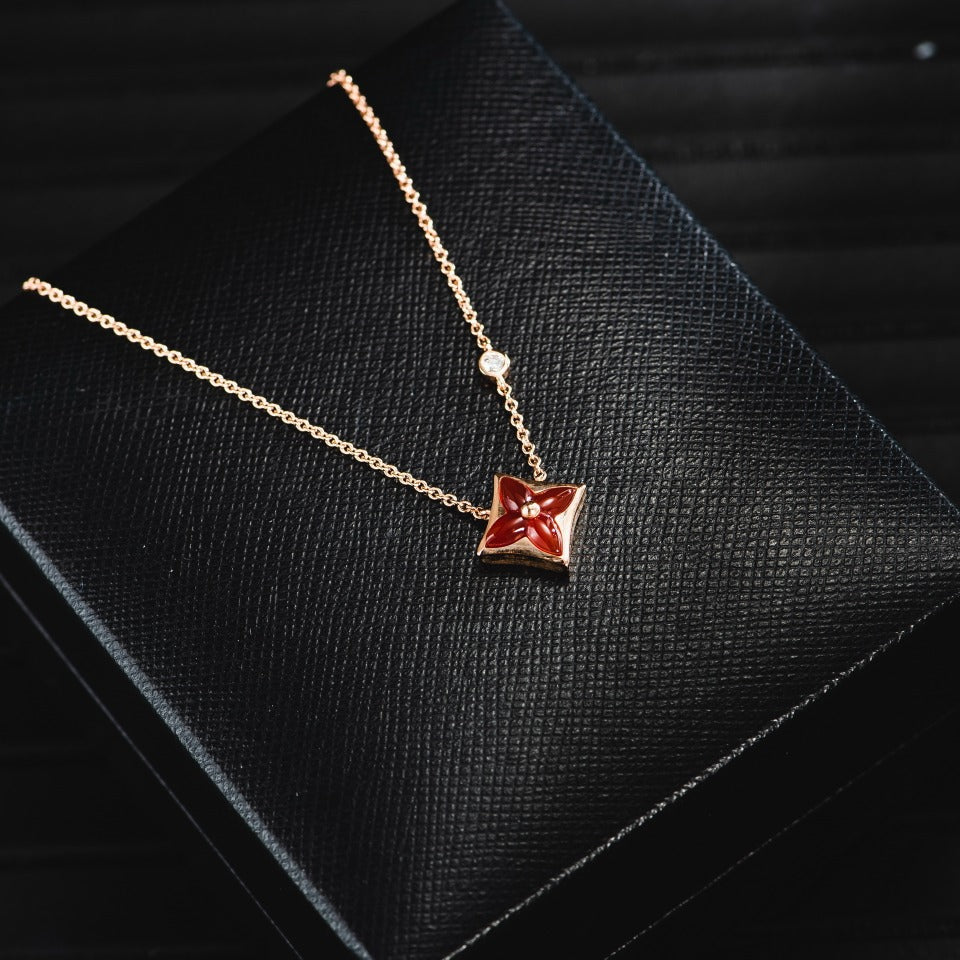 [BloomBling]STAR NECKLACE PINK GOLD 1 DIAMOND
