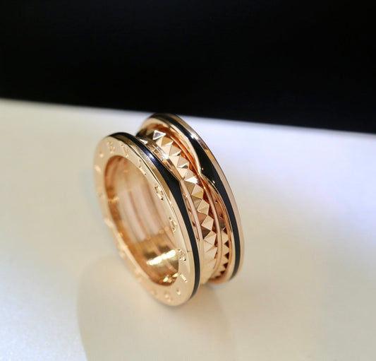 [BloomBling]ZERO 1 PINK GOLD BLACK CERAMIC RING