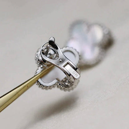 [BloomBling]CLOVER MEDIUM 1 MOTIFS  WHITE MOP EARRINGS SILVER