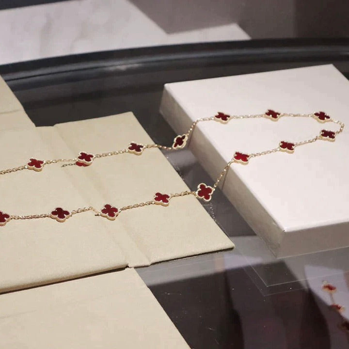 [BloomBling]CLOVER 20 MOTIFS CARNELIAN NECKLACE