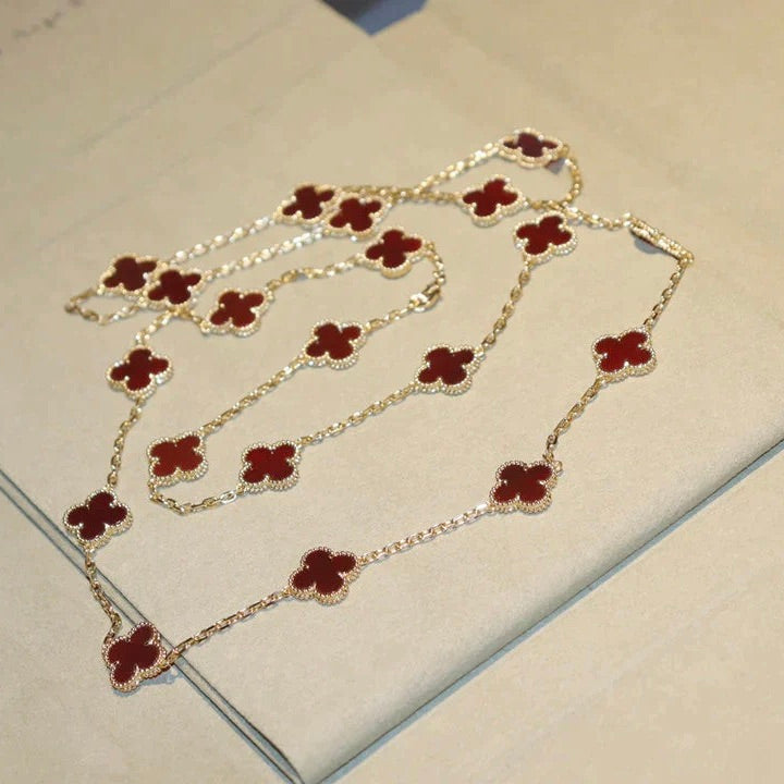 [BloomBling]CLOVER 20 MOTIFS CARNELIAN NECKLACE