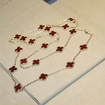[BloomBling]CLOVER 20 MOTIFS CARNELIAN NECKLACE