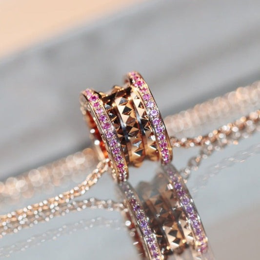 [BloomBling]ZERO 1 ROCK PINK GOLD PINK DIAMOND NECKLACE