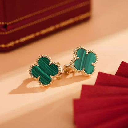 [BloomBling]CLOVER MEDIUM 1 MOTIFS MALACHITE  EARRINGS