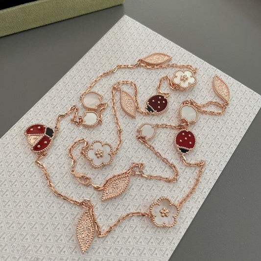 [BloomBling]LUCKY SPRING 15 MOTIFS ROSE GOLD NECKLACE