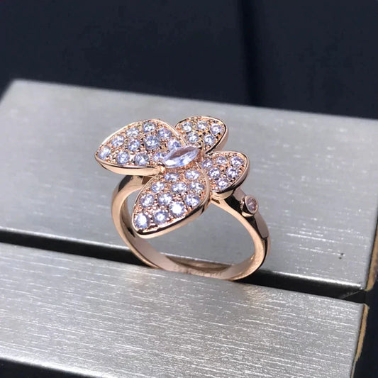 [BloomBling]BUTTERFLY PINK GOLD DIAMOND RING
