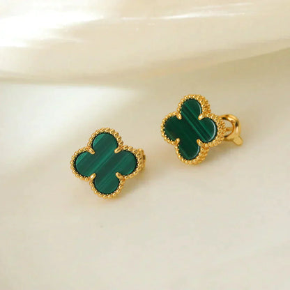 [BloomBling]CLOVER MEDIUM 1 MOTIFS MALACHITE  EARRINGS