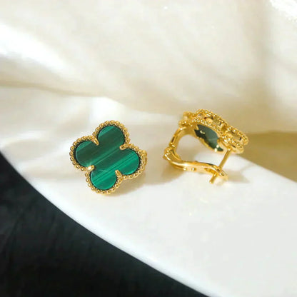 [BloomBling]CLOVER MEDIUM 1 MOTIFS MALACHITE  EARRINGS