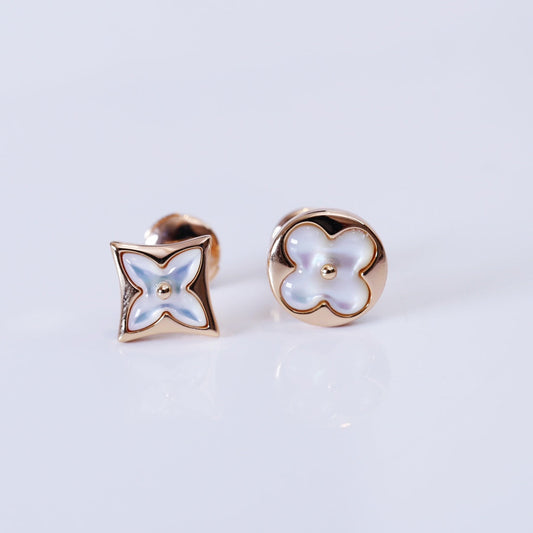 [BloomBling]STAR AND SUN PINK GOLD MOP STUD EARRINGS