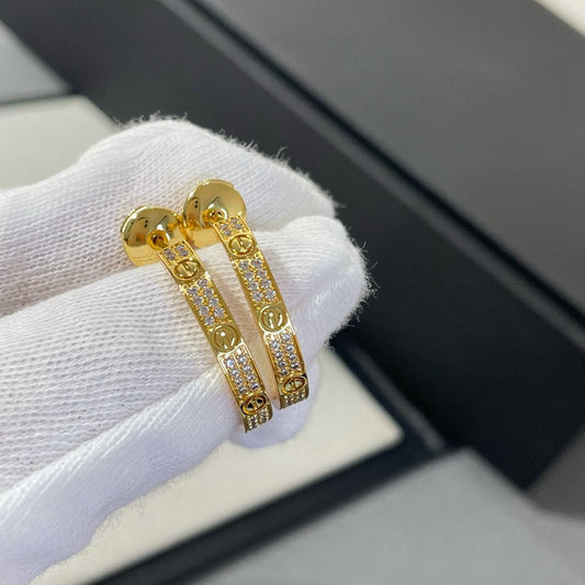 [BloomBling]LOVE DIAMOND GOLD HOOP EARRINGS