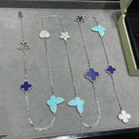 [BloomBling]LUCKY CLOVER SILVER 11 MOTIF NECKLACE