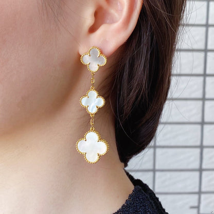 [BloomBling]CLOVER MOP 3 MOTIFS GOLD EARRINGS