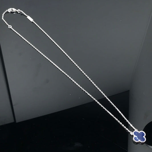 [BloomBling]CLOVER PIETERSITE SILVER LONG NECKLACE