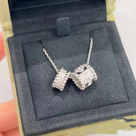 [BloomBling]PERLEE DOUBLE PENDANT SILVER DIAMOND NECKLACE