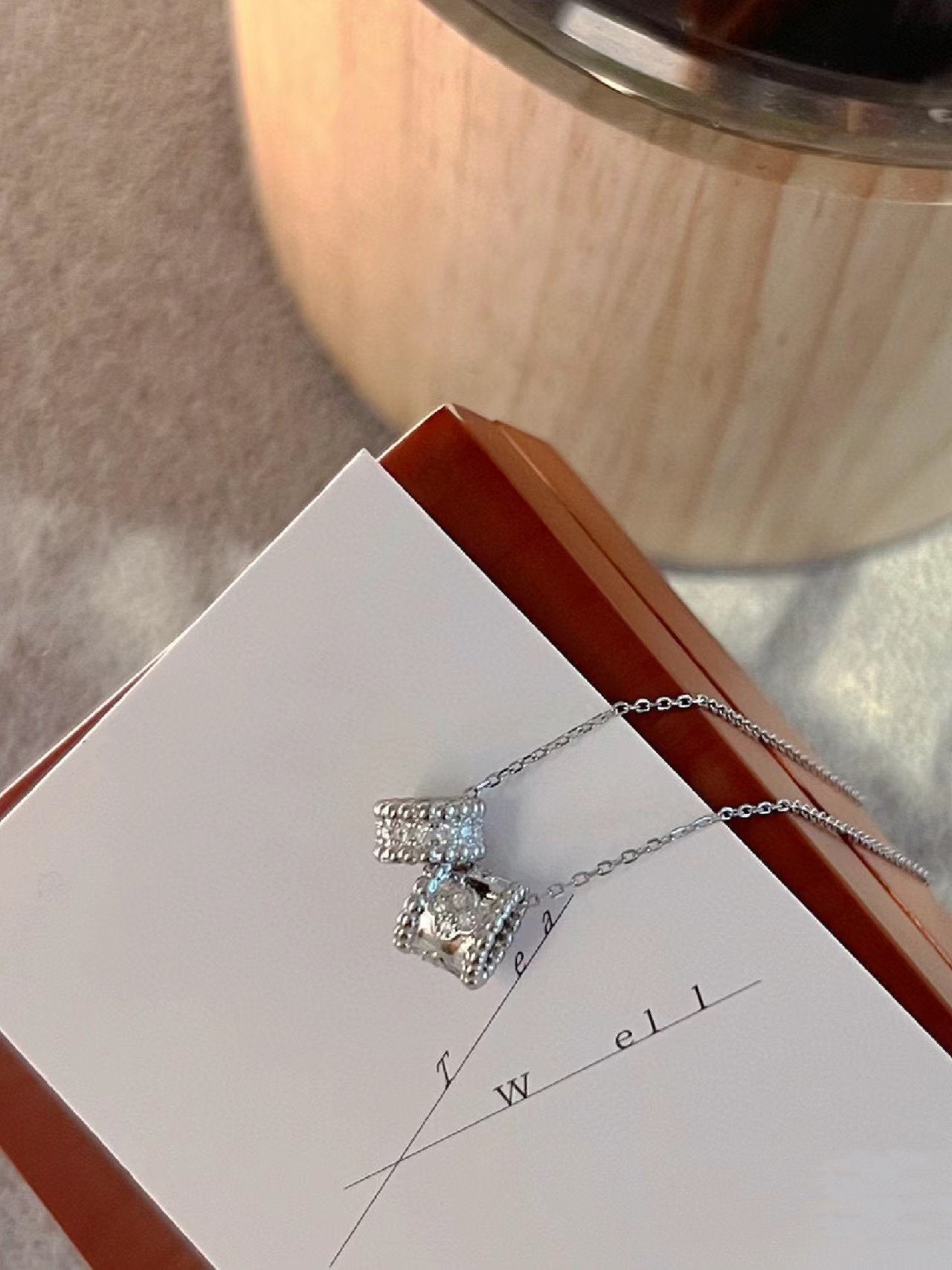 [BloomBling]PERLEE DOUBLE PENDANT SILVER DIAMOND NECKLACE