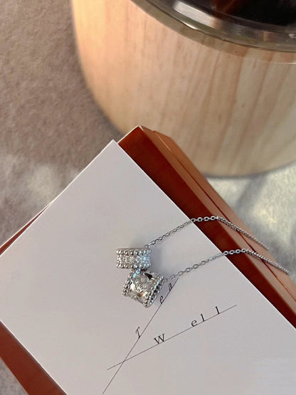 [BloomBling]PERLEE DOUBLE PENDANT SILVER DIAMOND NECKLACE