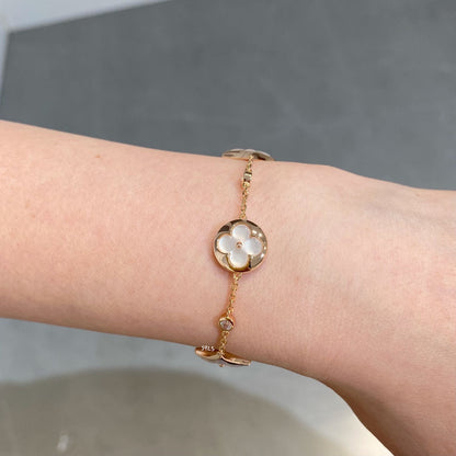 [BloomBling]STAR AND SUN 4 MOTIF WHITE MOP PINK GOLD BRACELET