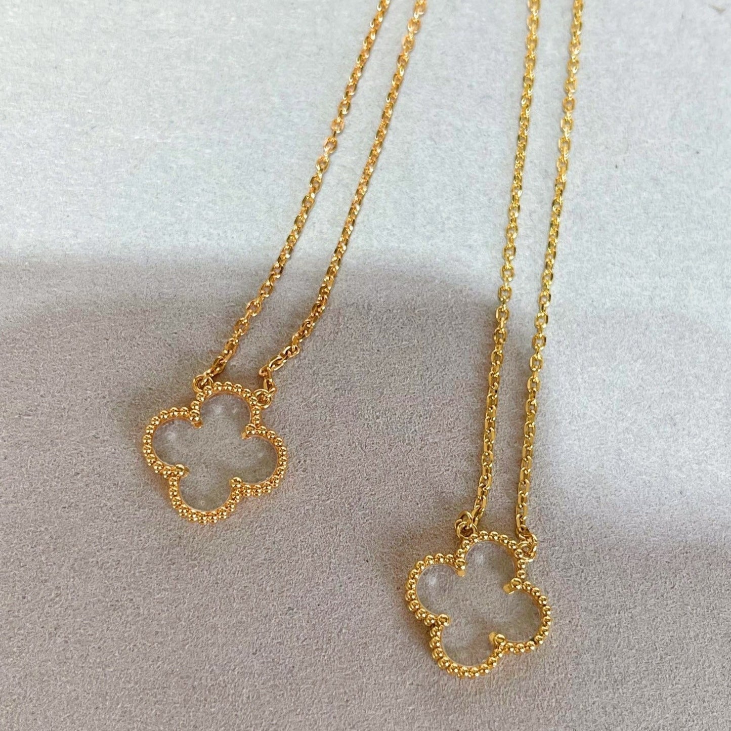 [BloomBling]CLOVER ROCK CRYSTAL ROSE GOLD NECKLACE