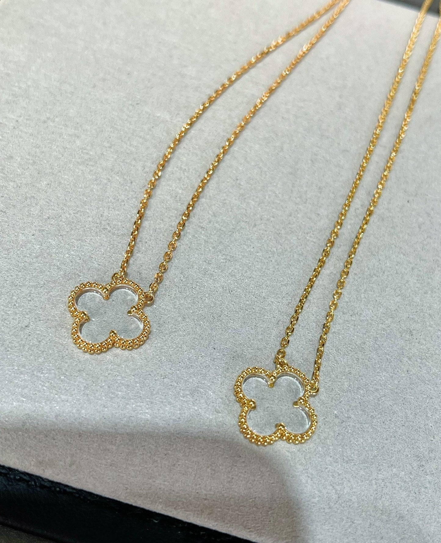 [BloomBling]CLOVER ROCK CRYSTAL ROSE GOLD NECKLACE
