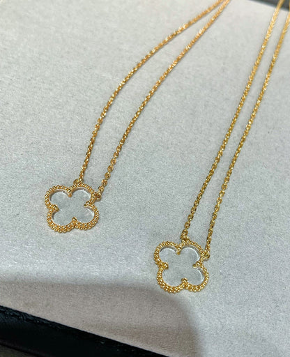 [BloomBling]CLOVER ROCK CRYSTAL ROSE GOLD NECKLACE