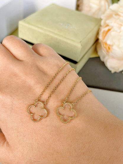[BloomBling]CLOVER ROCK CRYSTAL ROSE GOLD NECKLACE