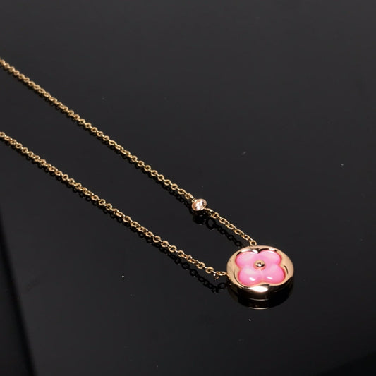 [BloomBling]COLOR BLOSSOM PINK MOP SUN GOLD NECKLACE