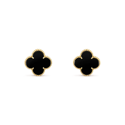 [BloomBling]CLOVER MEDIUM 1 MOTIFS  ONYX STUD EARRINGS