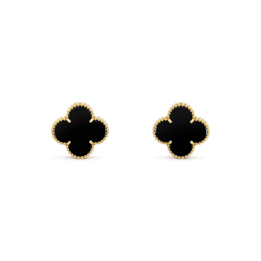 [BloomBling]CLOVER MEDIUM 1 MOTIFS  ONYX STUD EARRINGS