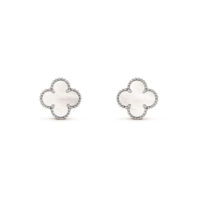 [BloomBling]CLOVER MEDIUM 1 MOTIFS  WHITE MOP EARRINGS SILVER
