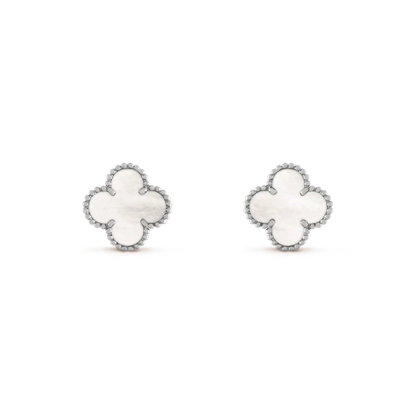 [BloomBling]CLOVER MEDIUM 1 MOTIFS  WHITE MOP EARRINGS SILVER