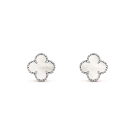 [BloomBling]CLOVER MEDIUM 1 MOTIFS  WHITE MOP EARRINGS SILVER