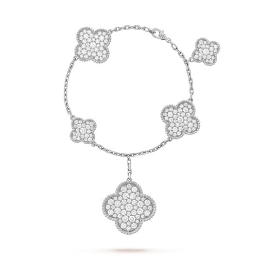 [BloomBling]CLOVER 6 MOTIFS SILVER DIAMOND BRACELET