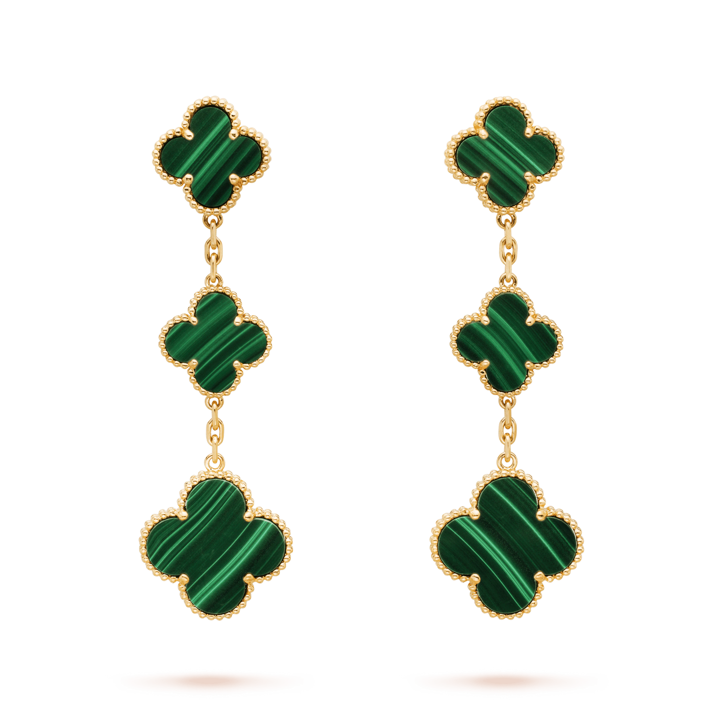 [BloomBling]CLOVER MALACHITE 3 MOTIFS GOLD