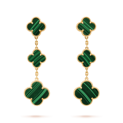 [BloomBling]CLOVER MALACHITE 3 MOTIFS GOLD