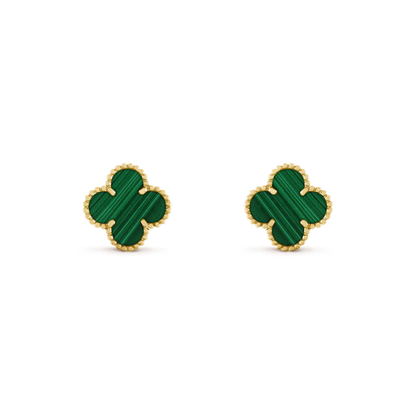 [BloomBling]CLOVER MEDIUM 1 MOTIFS MALACHITE  EARRINGS