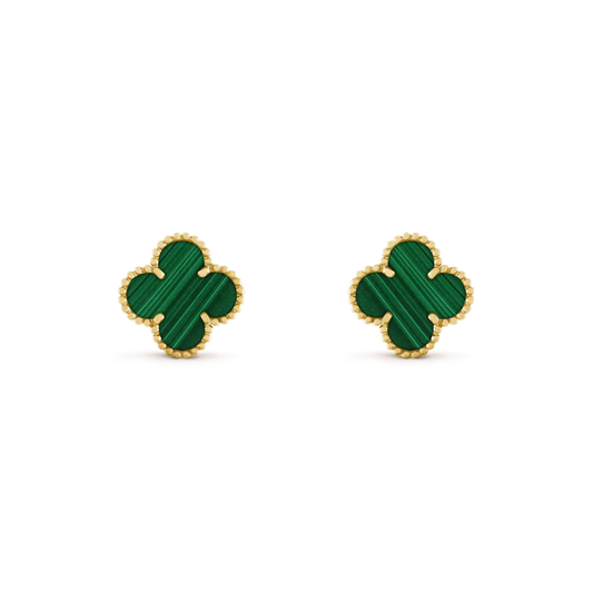 [BloomBling]CLOVER MEDIUM 1 MOTIFS MALACHITE  EARRINGS