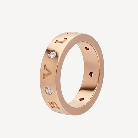 [BloomBling]ZERO 1 ESSENTIAL PINK GOLD BAND WITH DIAMONDS RING
