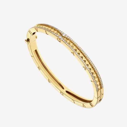 [BloomBling]ZERO 1 SPIRAL AND PAVED DIAMOND GOLD BRACELET