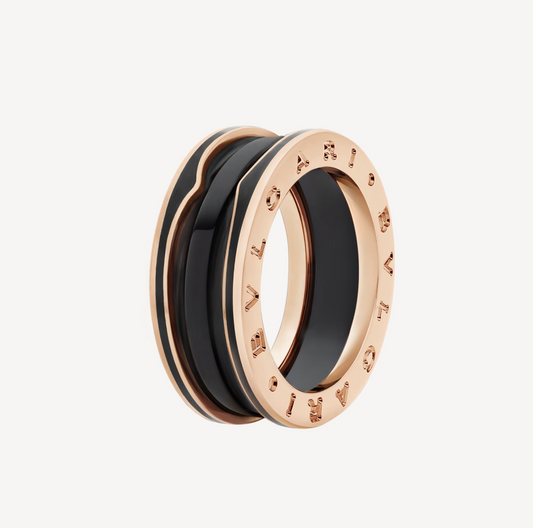 [BloomBling]ZERO 1 TWO-BAND WITH MATTE BLACK CERAMIC PINK GOLD RING