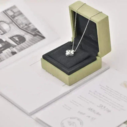 [BloomBling]CLOVER  15MM DIAMOND LASER NECKLACE SILVER