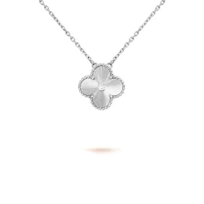 [BloomBling]CLOVER  15MM DIAMOND LASER NECKLACE SILVER