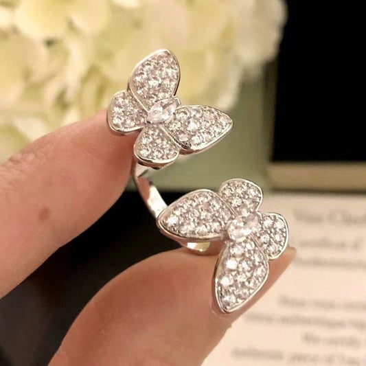 [BloomBling]TWIN SILVER BUTTERFLY DIAMOND RING