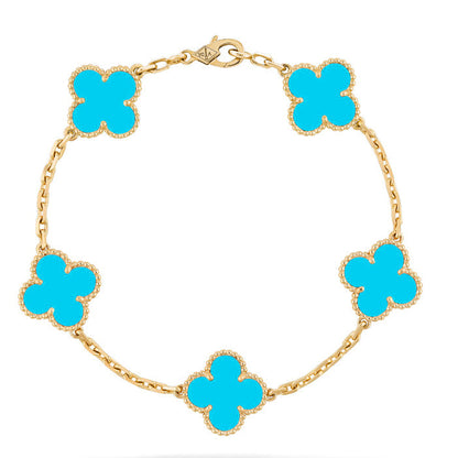 [BloomBling]CLOVER 5 MOTIFS TURQUOISE BRACELET