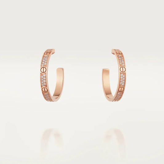 [BloomBling]LOVE DIAMOND PINK GOLD HOOP EARRINGS