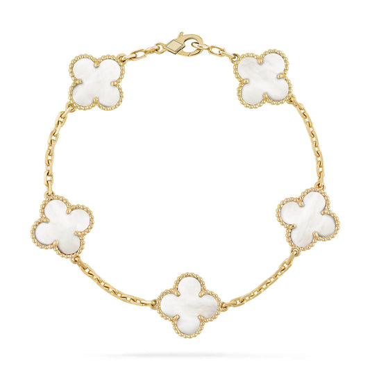 [BloomBling]CLOVER  5 MOTIF WHITE MOP BRACELET