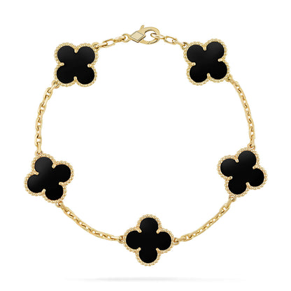 [BloomBling]CLOVER  5 MOTIFS BLACK ONYX BRACELET